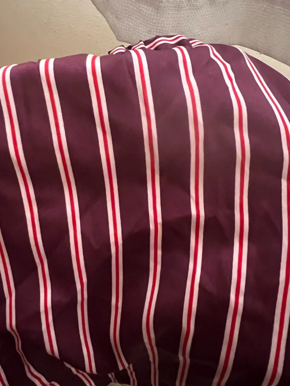 Target Women's Burgundy and White Striped Satin Pajama Romper - Picture 2 of 2